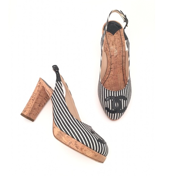 CHANEL Shoes - CHANEL | 08C K G25911 Striped Slingback Pumps